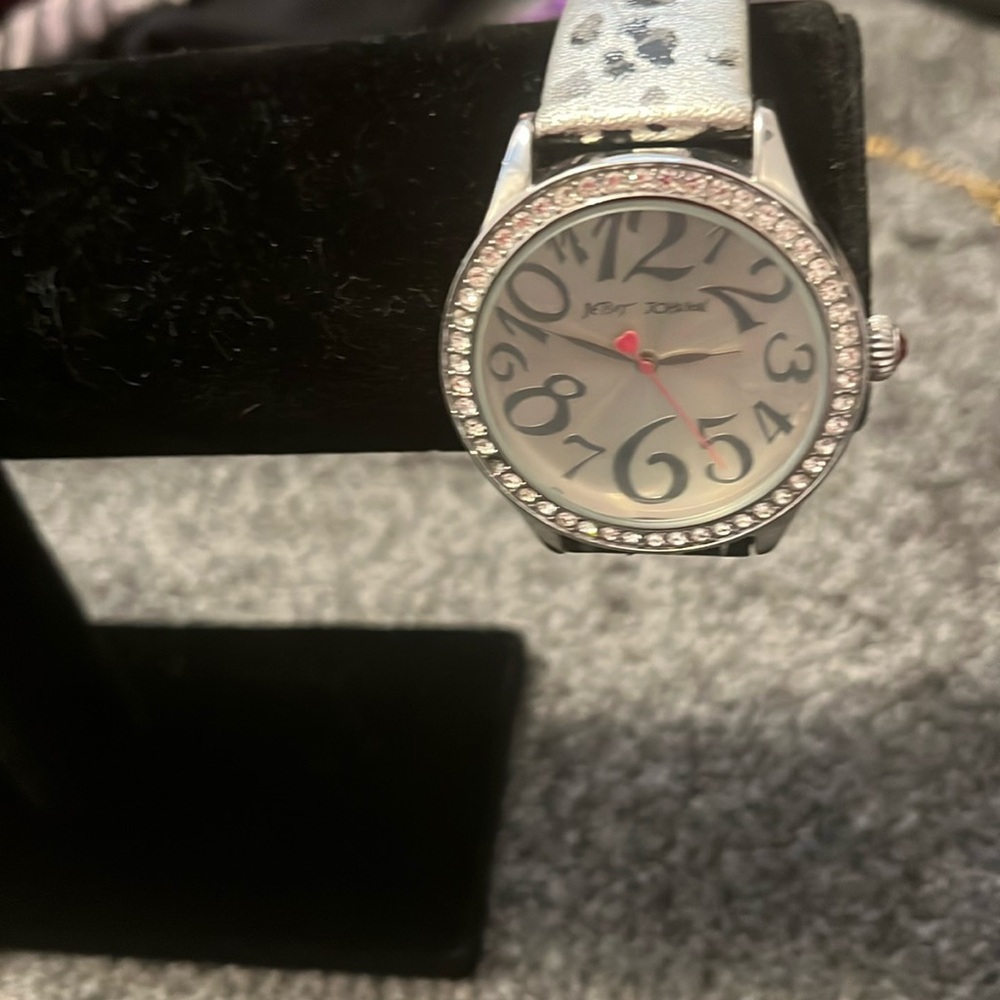 Betsey Johnson Luv Silver leopard Print Watch